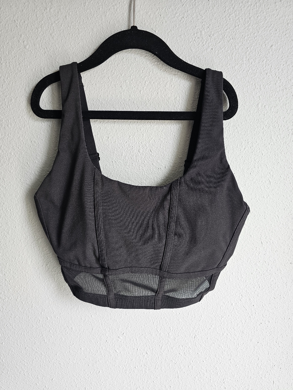 Women's Black Mesh Trim Longline Bralette Sport Bra Small Corset Style